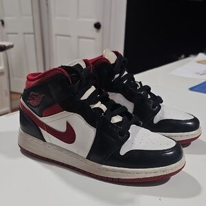 Nike Air Jordan Black, White, and Red Sneakers